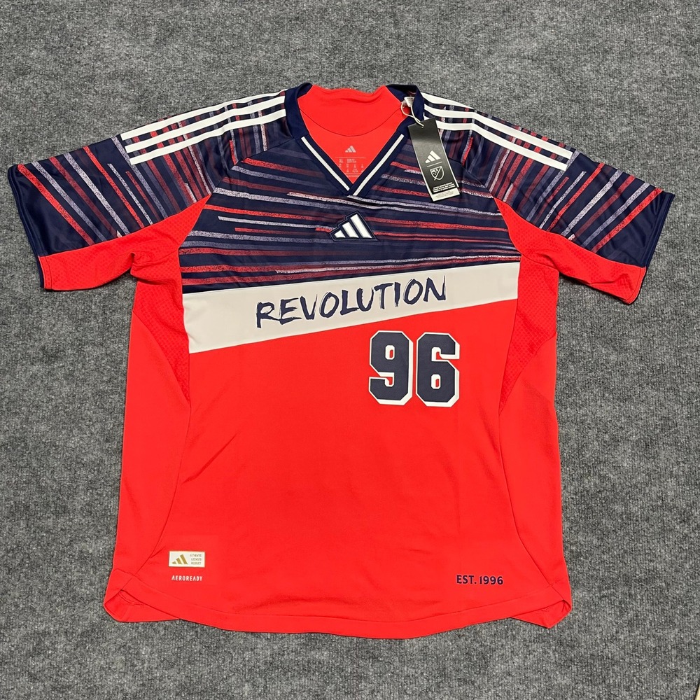 New England Revolution Jersey Mens XL Red Adidas Authentic Third Kit Archive MLS